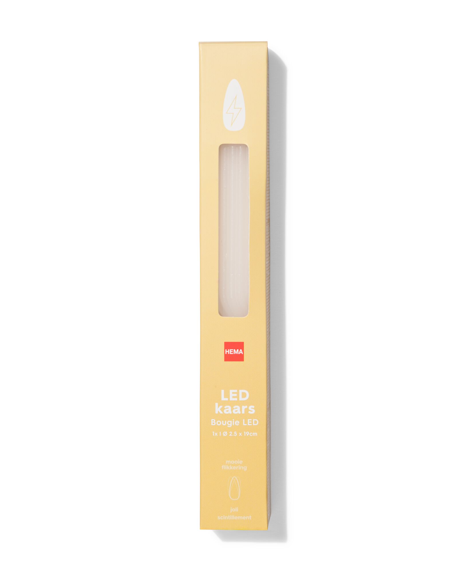 bougie longue &agrave; led ⌀2,3x20cm nervur&eacute;e ivoire - 13550126 - HEMA