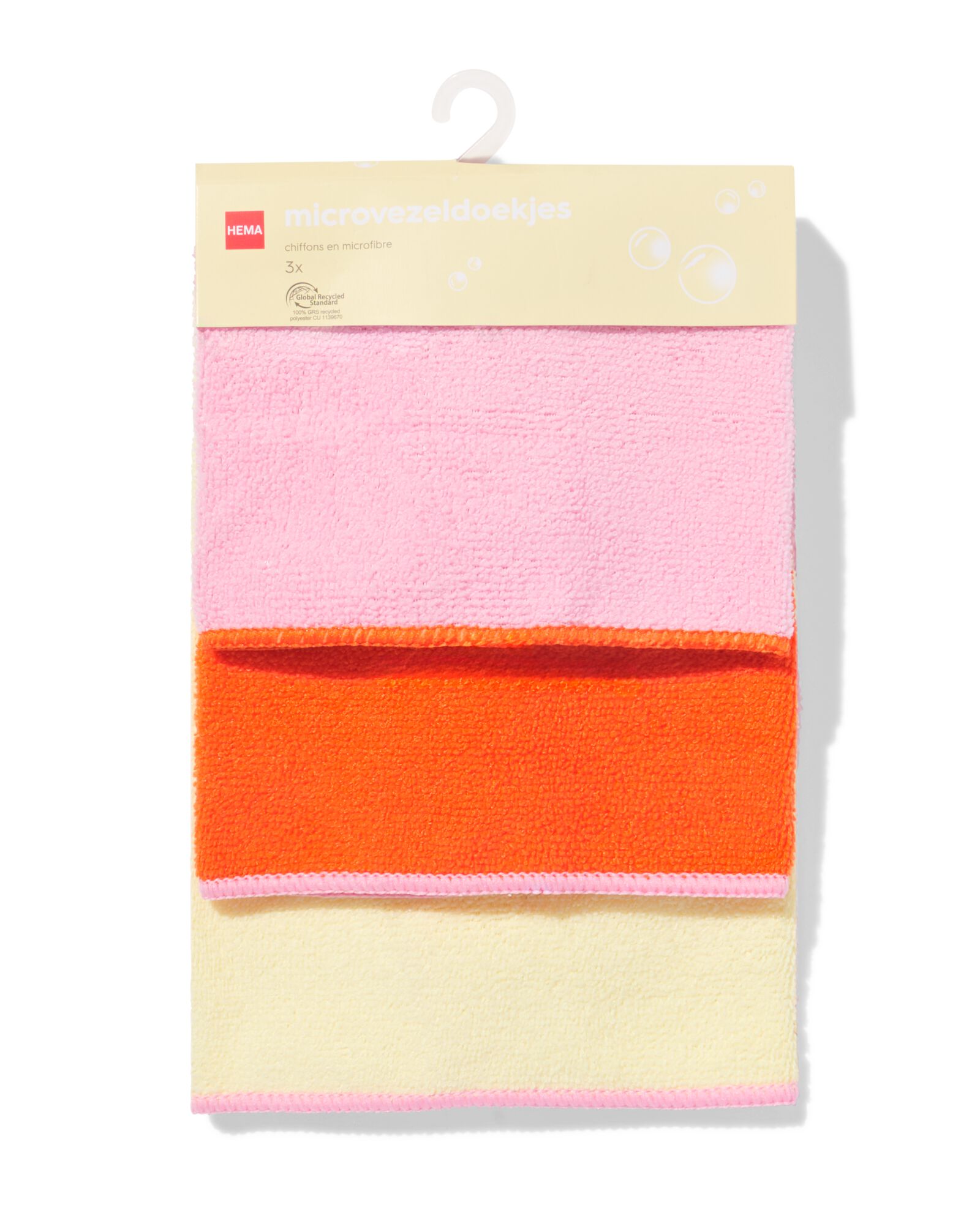 chiffons en microfibre 35x35cm rose - lot de 3 - 20500214 - HEMA