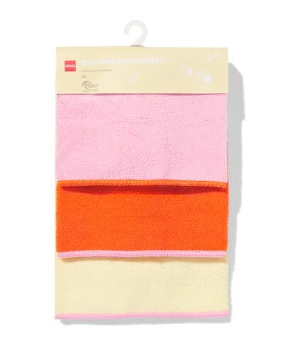 chiffons en microfibre 35x35cm rose - lot de 3 - 20500214 - HEMA