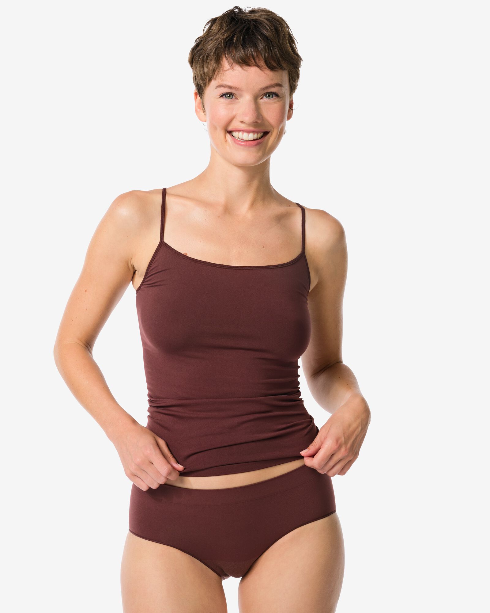slip hipster femme sans couture microfibre marron fonc&eacute; - 19601534DARKBROWN - HEMA
