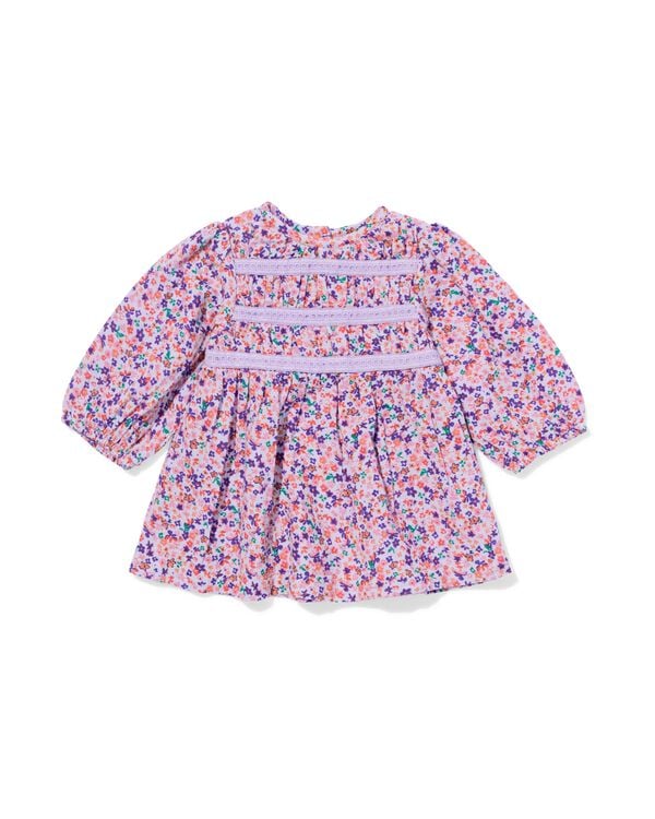 babyjurk mousseline bloemen paars paars - 33028270PURPLE - HEMA