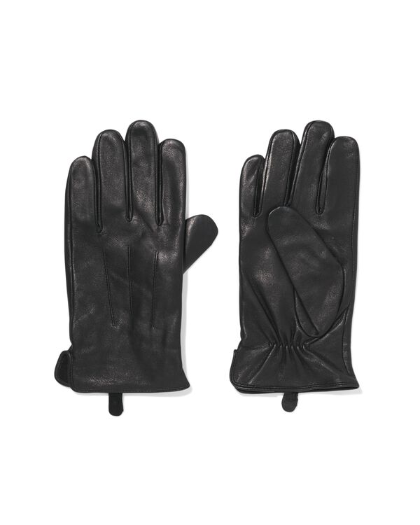 gants homme cuir noir noir - 16500075BLACK - HEMA