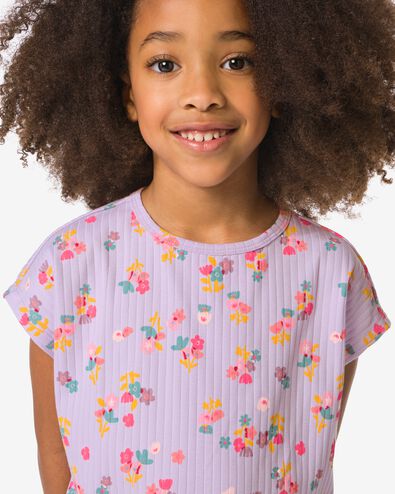 t-shirt enfant fleurs violet clair violet clair - 30837449LIGHTPURPLE - HEMA