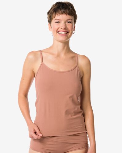 Damenhemd, Spaghettitr&auml;ger, perfekter Komfort, Baumwolle hellbraun hellbraun - 19631365LIGHTBROWN - HEMA