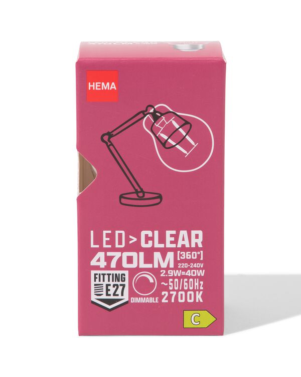 LED-Kugel, klar, E27, 2,9 W, 470 lm, dimmbar - 20000046 - HEMA