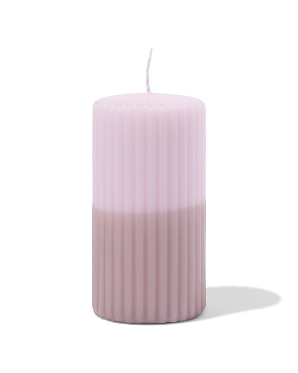 bougie cylindrique ⌀7x13cm nervur&eacute;e rose clair naturel - 13509071 - HEMA