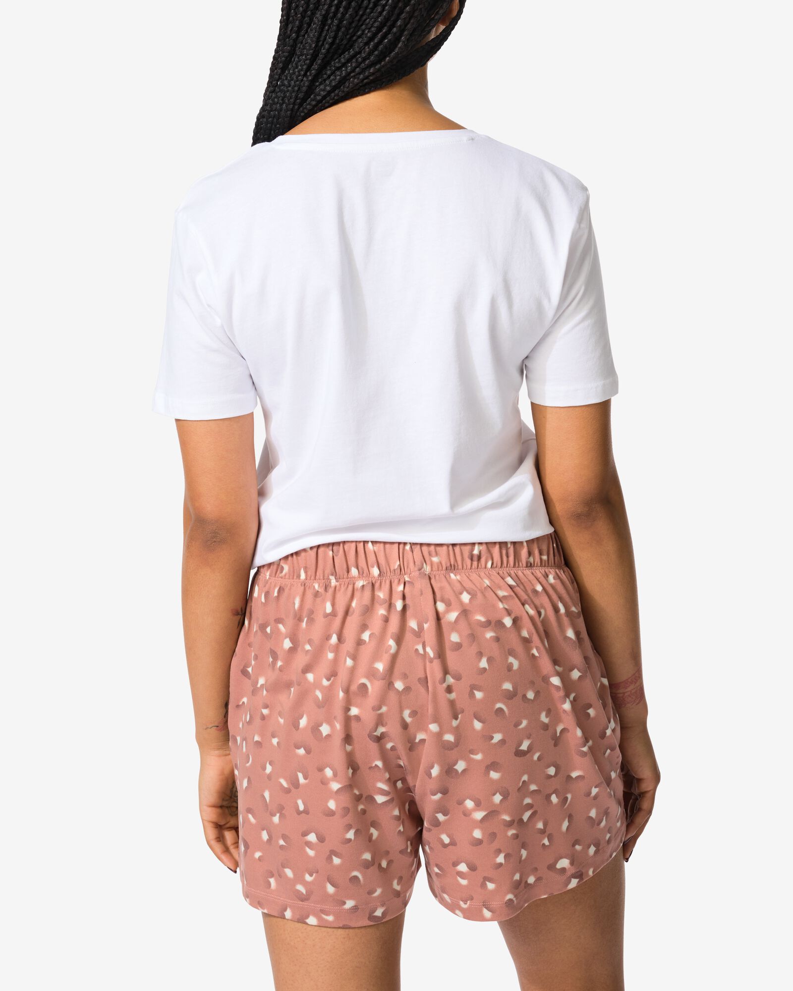 damespyjama korte broek micro luipaard lichtbruin - 23410441LIGHTBROWN - HEMA