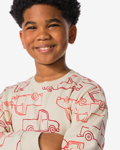 kindersweater oversized grafisch gebroken wit - 30788801OFFWHITE - HEMA