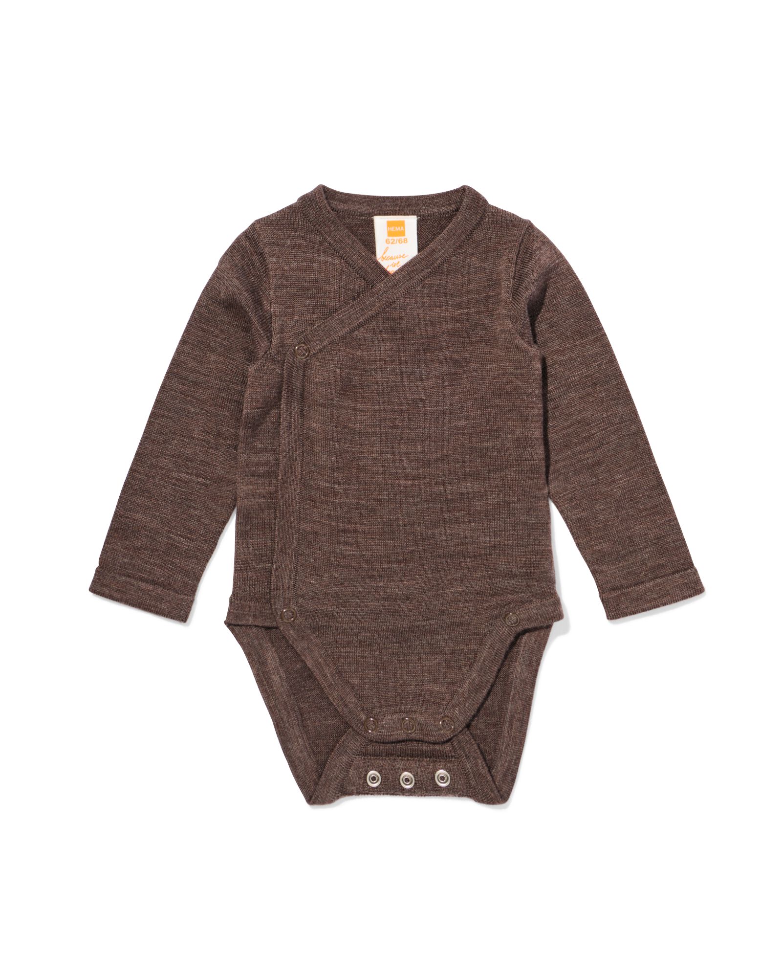 newborn overslag body merinowol bruin bruin - 33442920BROWN - HEMA