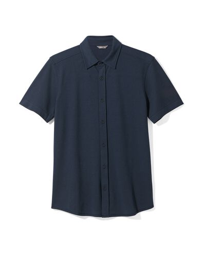 heren overhemd piqué donkerblauw L - 2116216 - HEMA