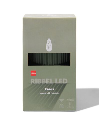 LED ribbel kaars met wax Ø7.5x12.5 donkergroen - 13550059 - HEMA