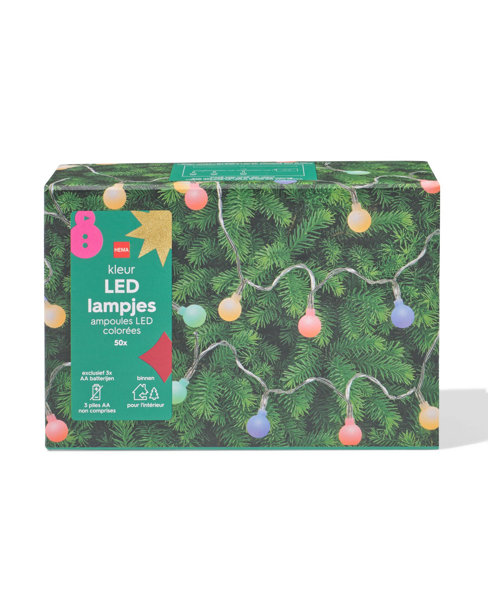 Lichterkette 5,1&nbsp;m mit 50 farbigen LED-Leuchtkugeln f&uuml;r den Innenbereich - 25550024 - HEMA