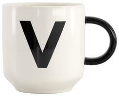 mug en faïence blanc/noir 350 ml - V - 61120117 - HEMA