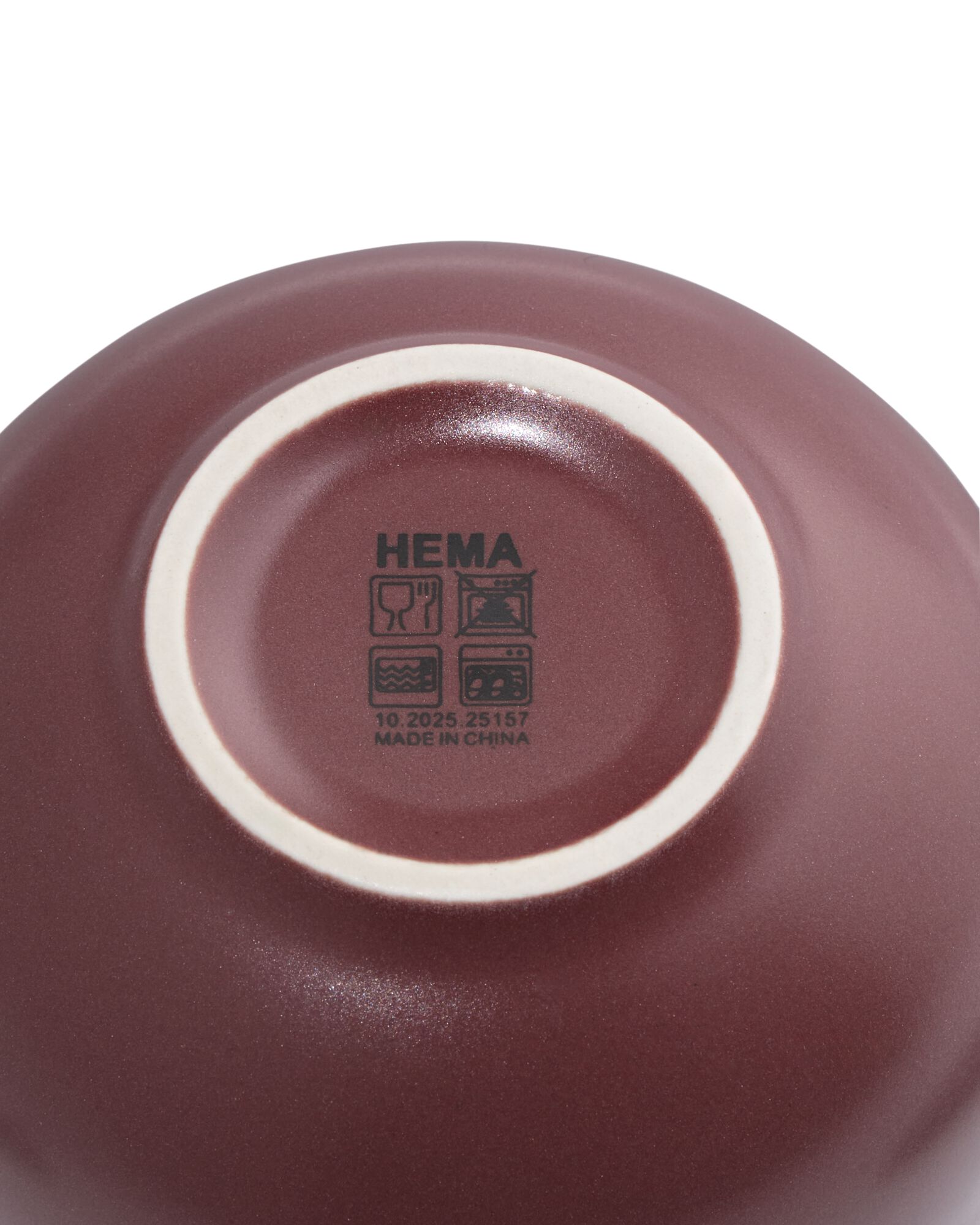 Sch&auml;lchen ⌀ 7,5 &times; 5 cm Steingut Bordeauxrot matt - 9650381 - HEMA