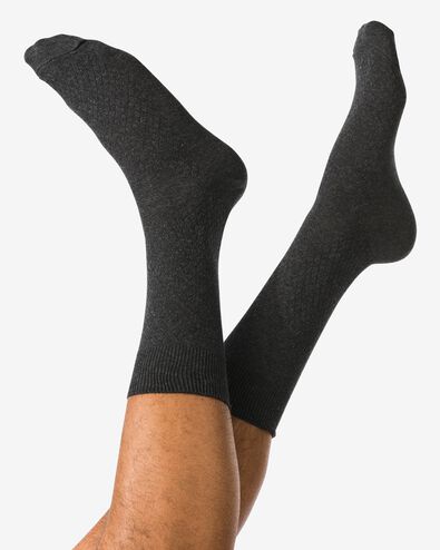 herensokken structuur donkergrijs donkergrijs - 4150350DARKGREY - HEMA
