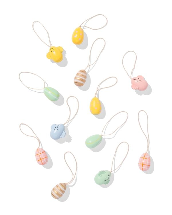 d&eacute;coration &agrave; suspendre de P&acirc;ques bois &oelig;uf - 12 pi&egrave;ces - 25800062 - HEMA