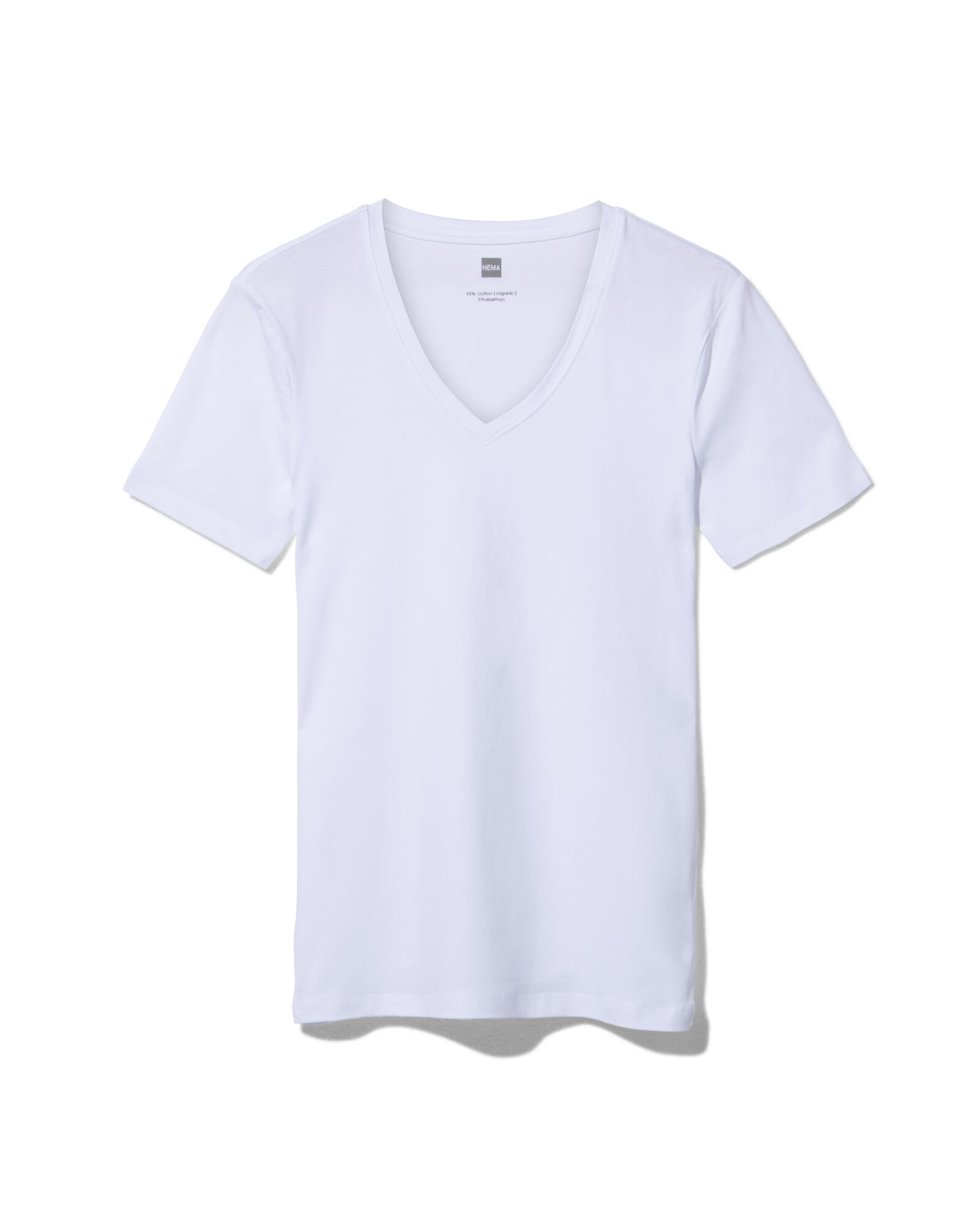 HEMA T-shirt Homme Slim Fit Col En V Profond Blanc (blanc)