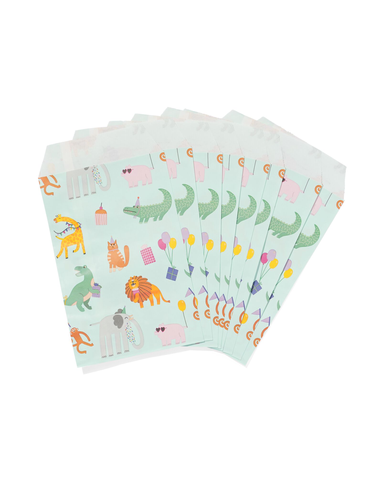 sachets d'anniversaires papier animaux 8 sachets - 14250118 - HEMA