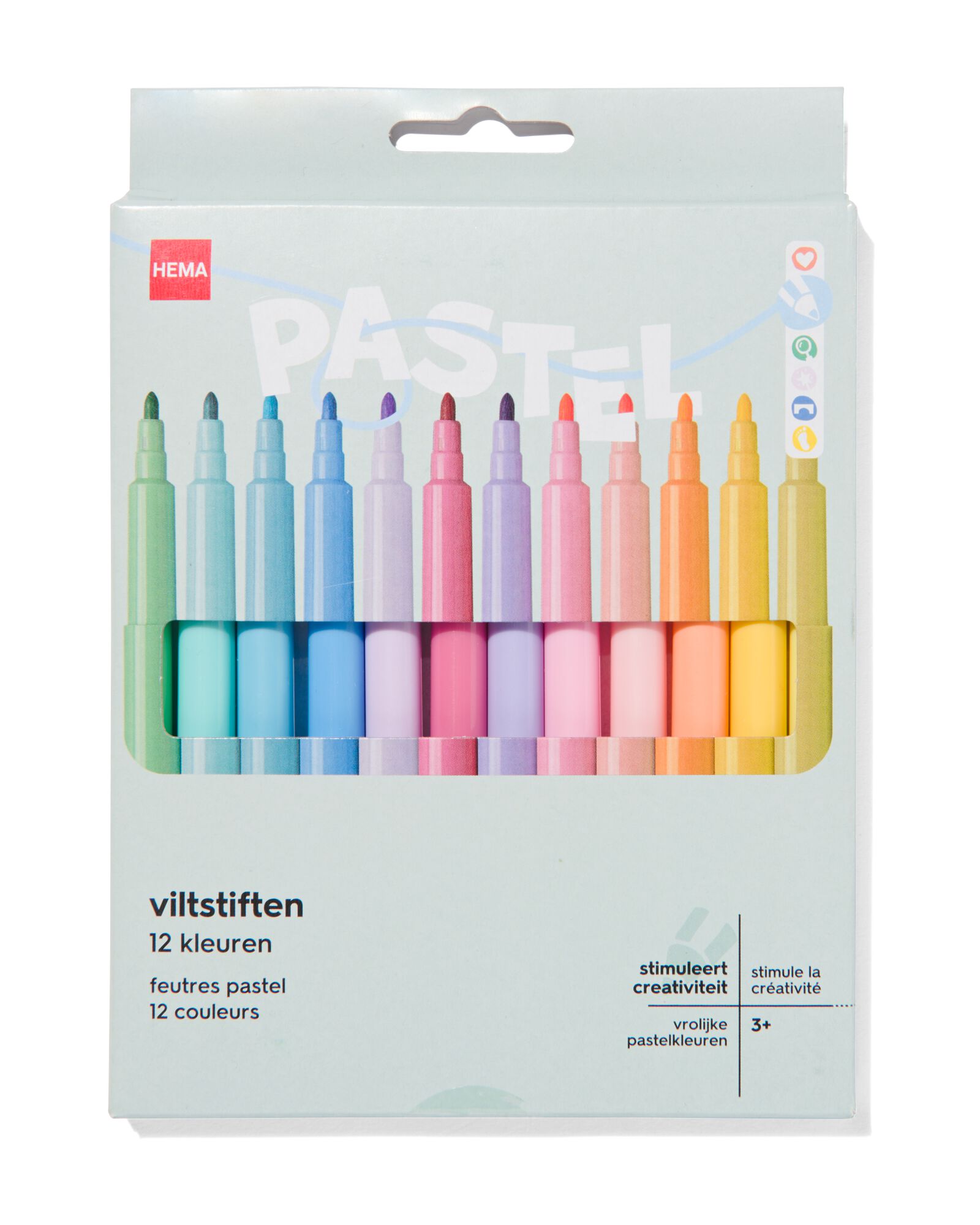 12er-Pack Fasermaler, Pastellfarben - 15990193 - HEMA