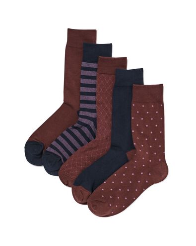 herensokken grafisch - 5 paar chocoladebruin chocoladebruin - 4150690CHOCOLATEBROWN - HEMA