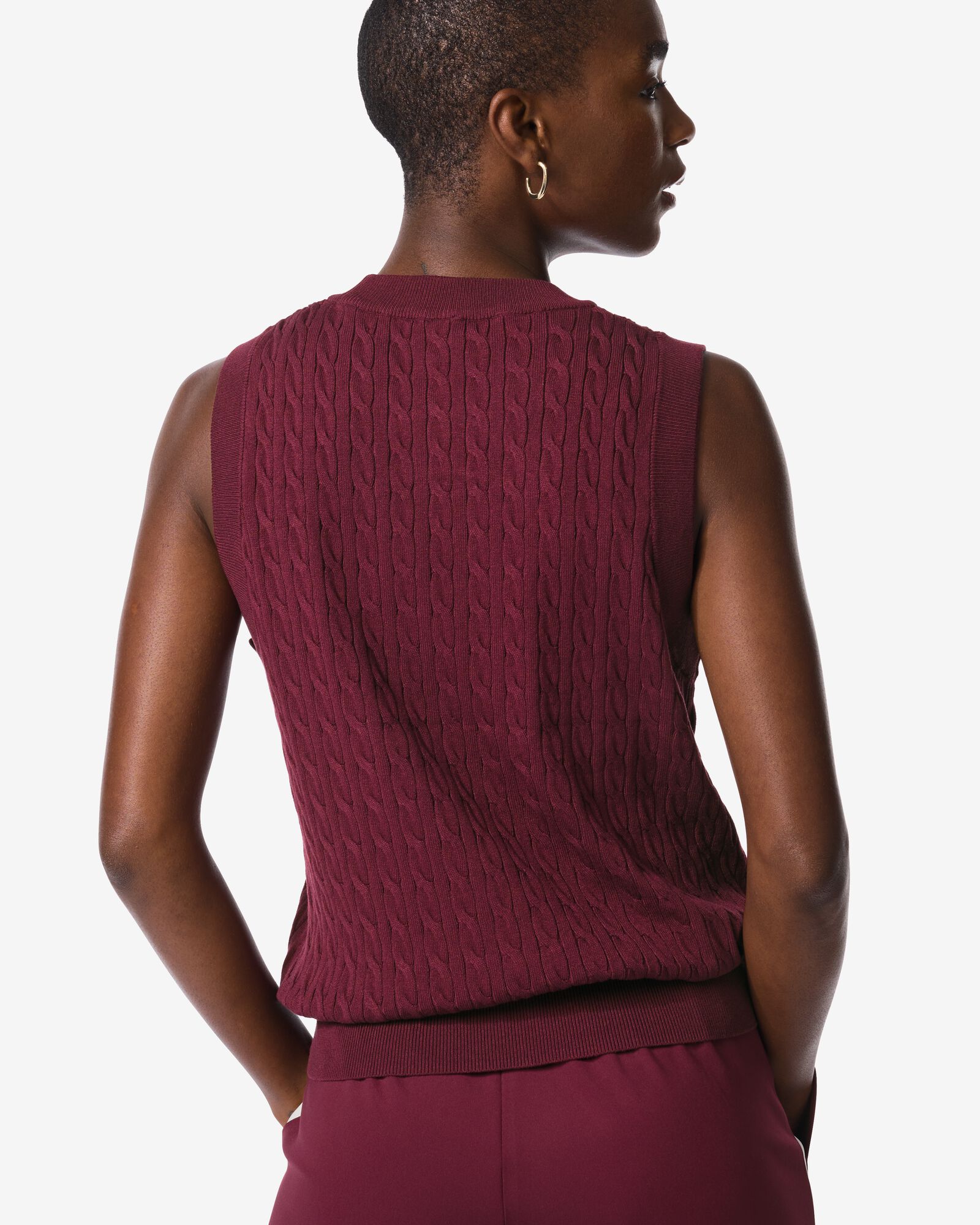 gilet femme &agrave; torsades Rosie bordeaux - 36201650BURGUNDYRED - HEMA
