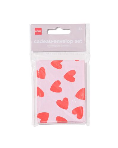 set enveloppe cadeau petits c&oelig;urs - 6 pi&egrave;ces - 14700555 - HEMA