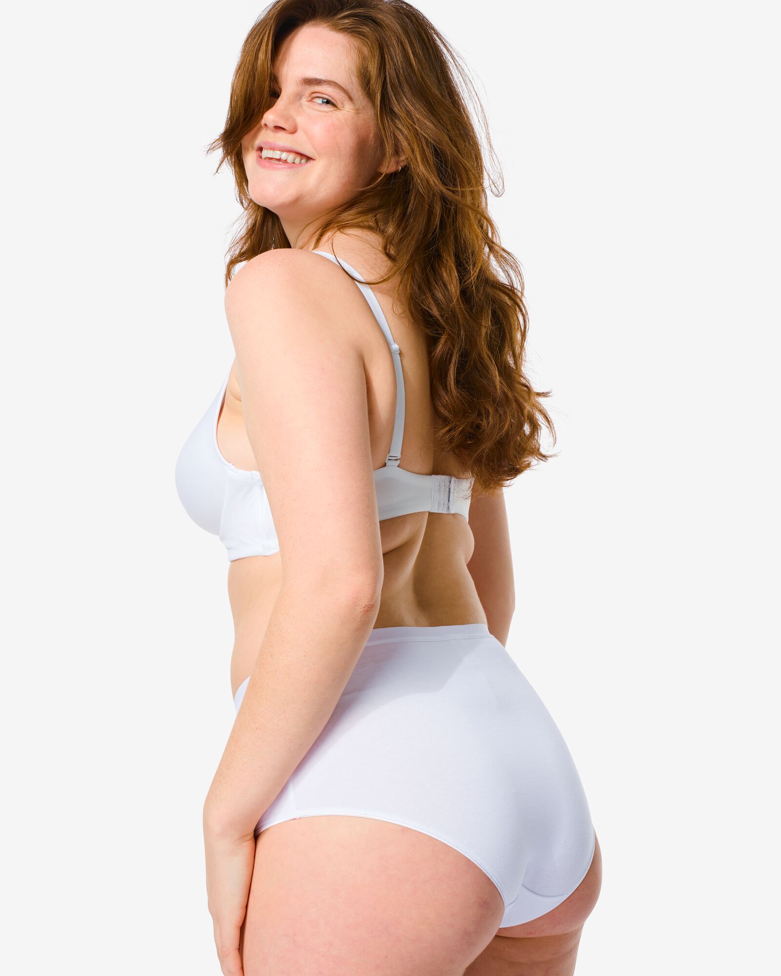 dames tailleslips stretch katoen - 2 stuks wit wit - 1000030327 - HEMA