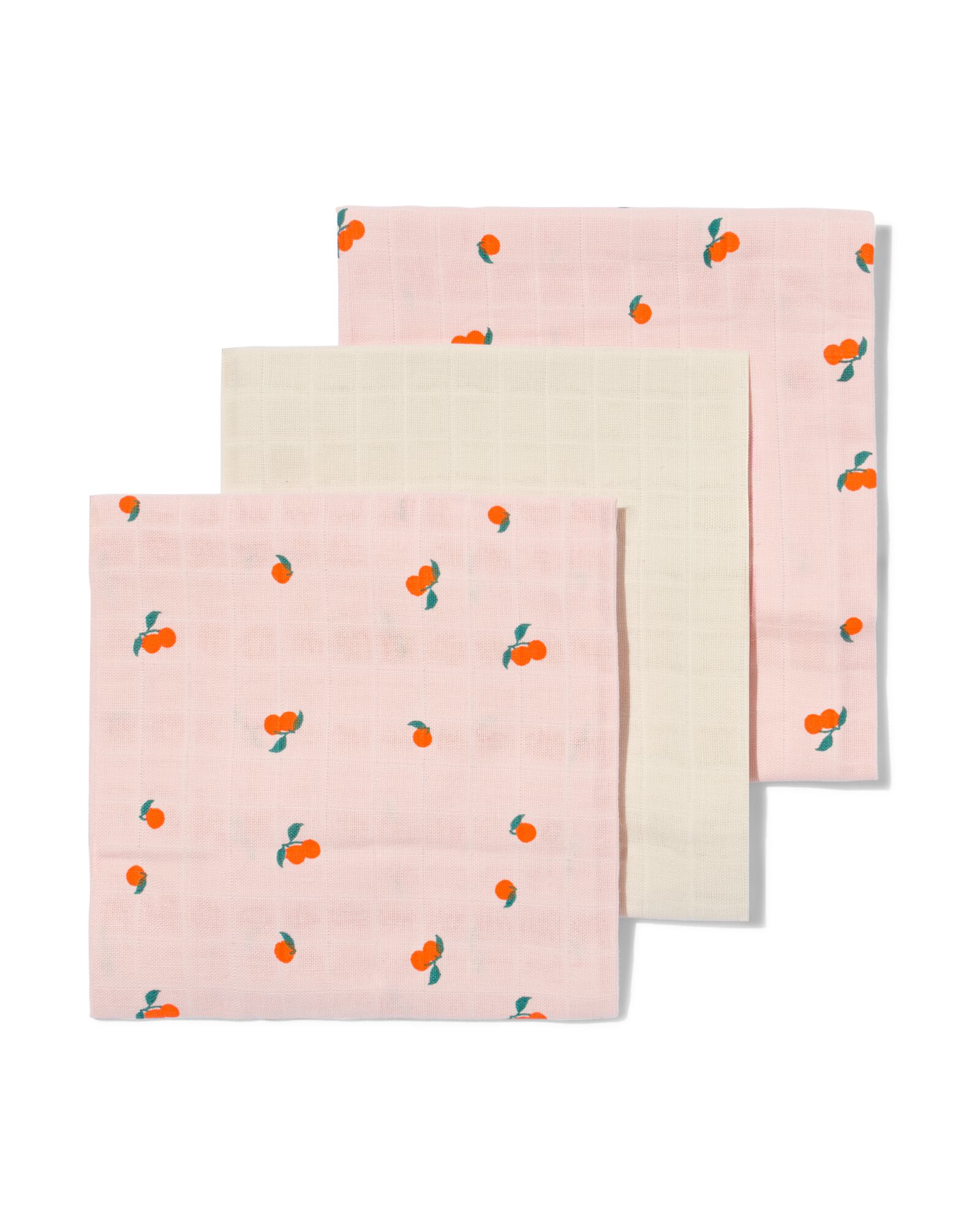 3 linges hydrophiles 60x60 relief fruit - 33302730 - HEMA
