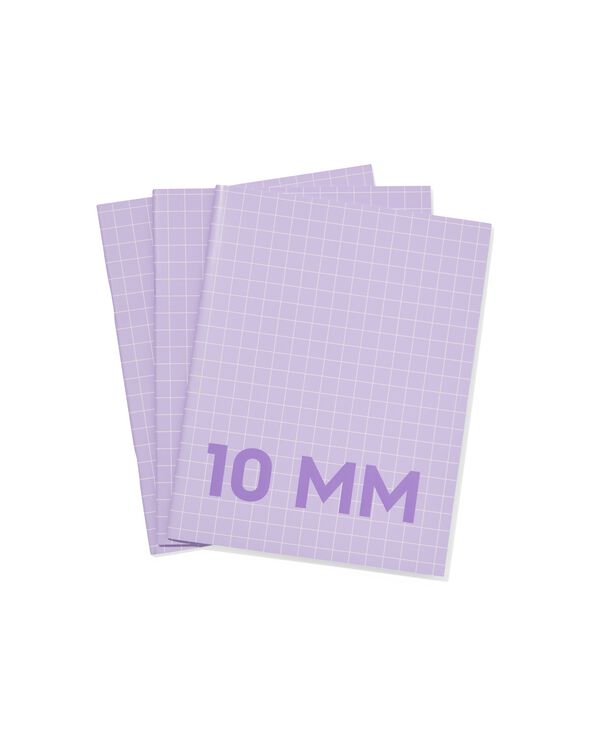 schriften lila A5 geruit 10mm - 3 stuks - 14120211 - HEMA