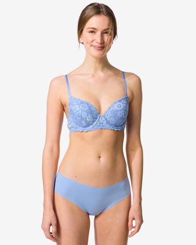 slip br&eacute;silien femme microfibre avec dentelle bleu - 19600714BLUE - HEMA