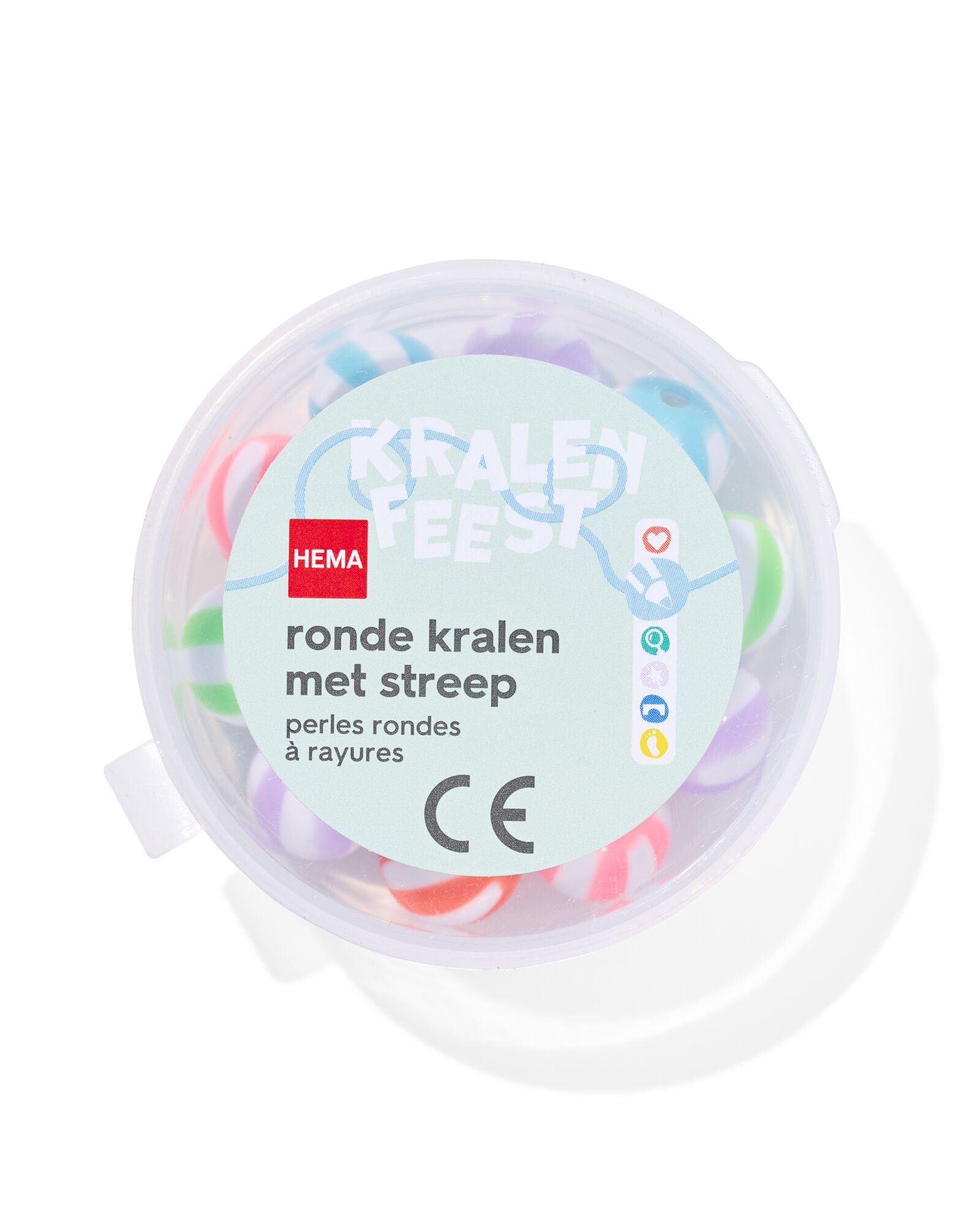 m&eacute;lange de perles en verre rondes rayures - 15900392 - HEMA