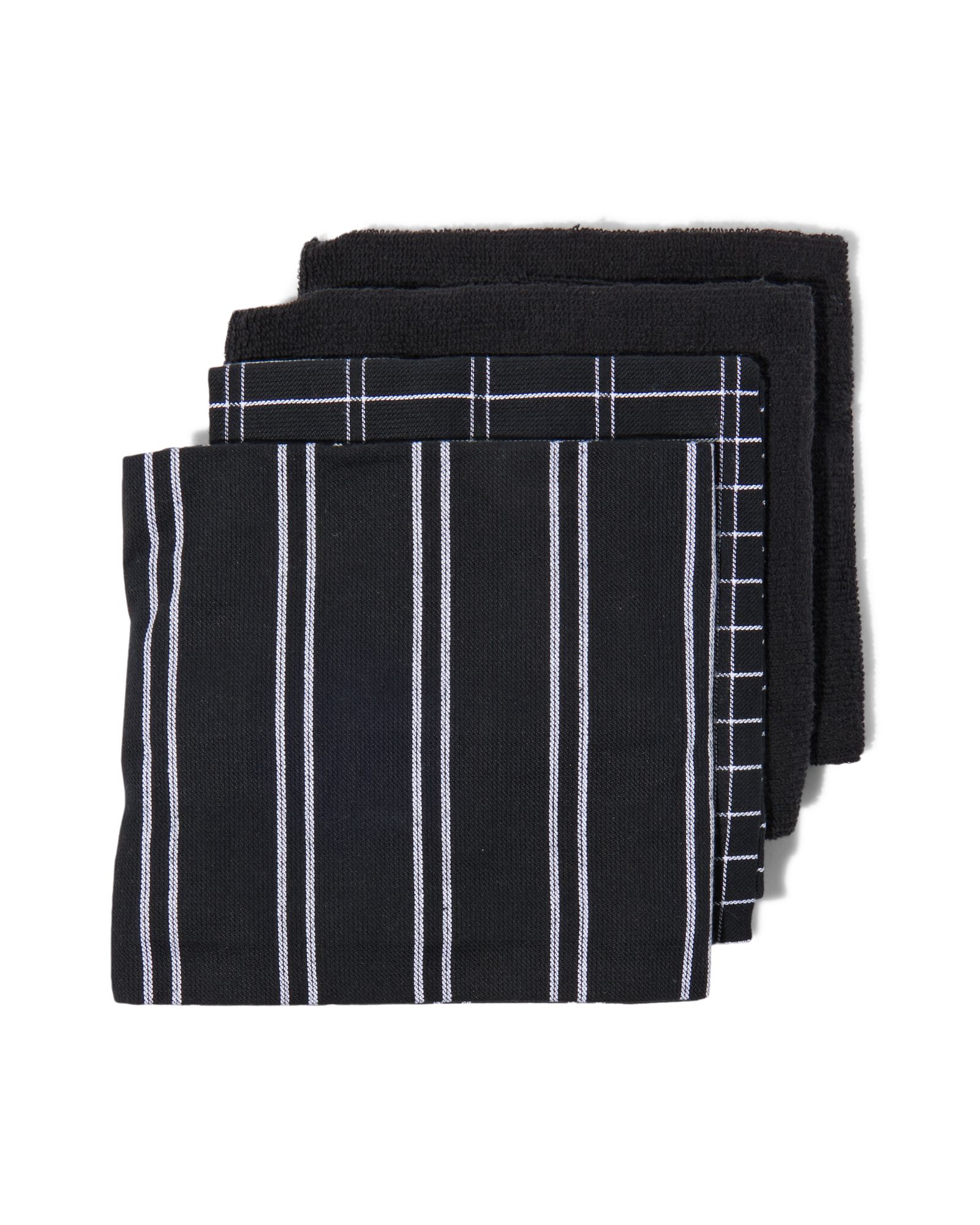 4 torchons et essuie-mains noir - 5440265 - HEMA