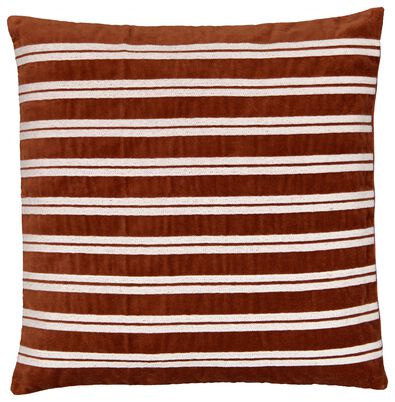 housse de coussin 50x50 terracotta velours avec rayures - 7322102 - HEMA