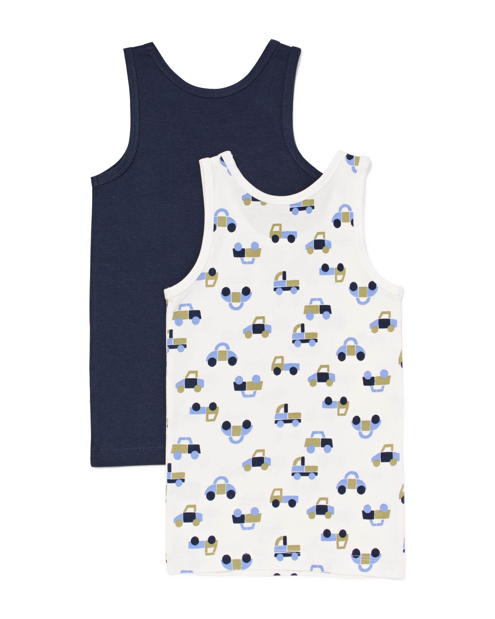 kindersinglets auto's - 2 stuks wit wit - 19201460WHITE - HEMA