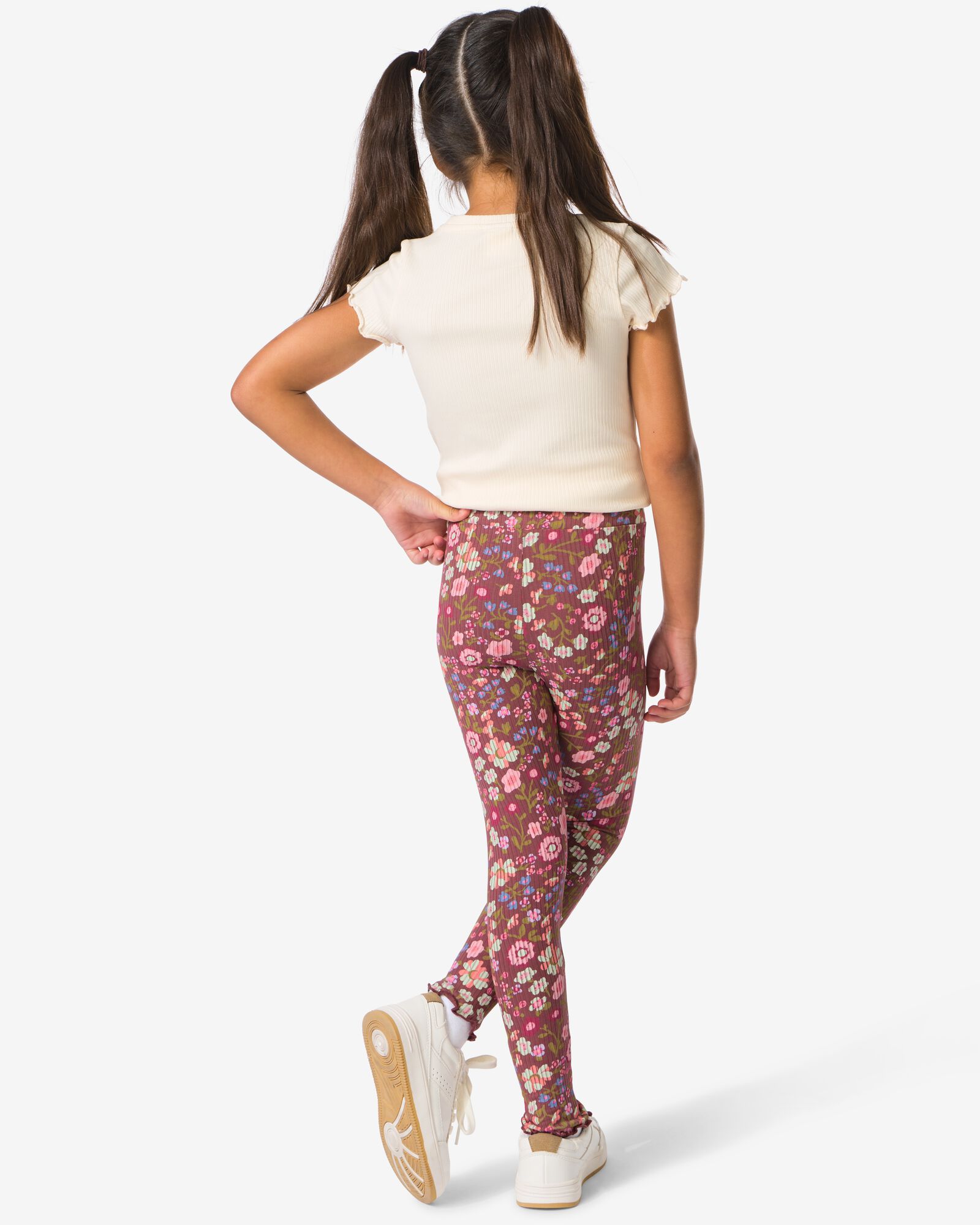 leggings enfants c&ocirc;tel&eacute;s &agrave; fleurs - lot de 2 marron clair marron clair - 30829602LIGHTBROWN - HEMA