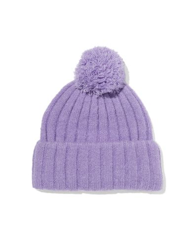 Kinder-Beanie mit Pompon lila lila - 16700250LILAC - HEMA