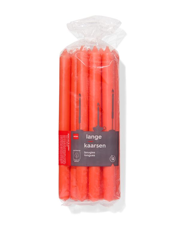 12 bougies longues &Oslash;2.2x29&nbsp; orange orange - 2000000365 - HEMA