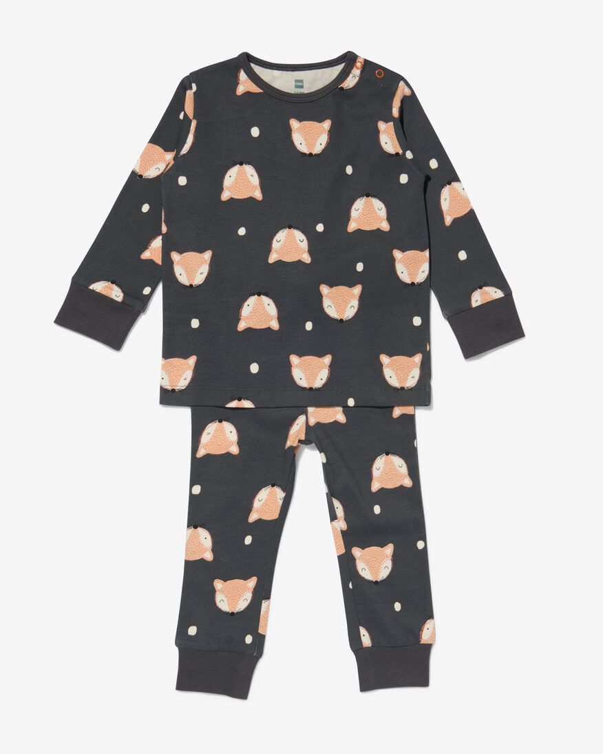 Baby-Pyjama, Baumwolle, Füchse dunkelgrau dunkelgrau - 33398120DARKGREY - HEMA