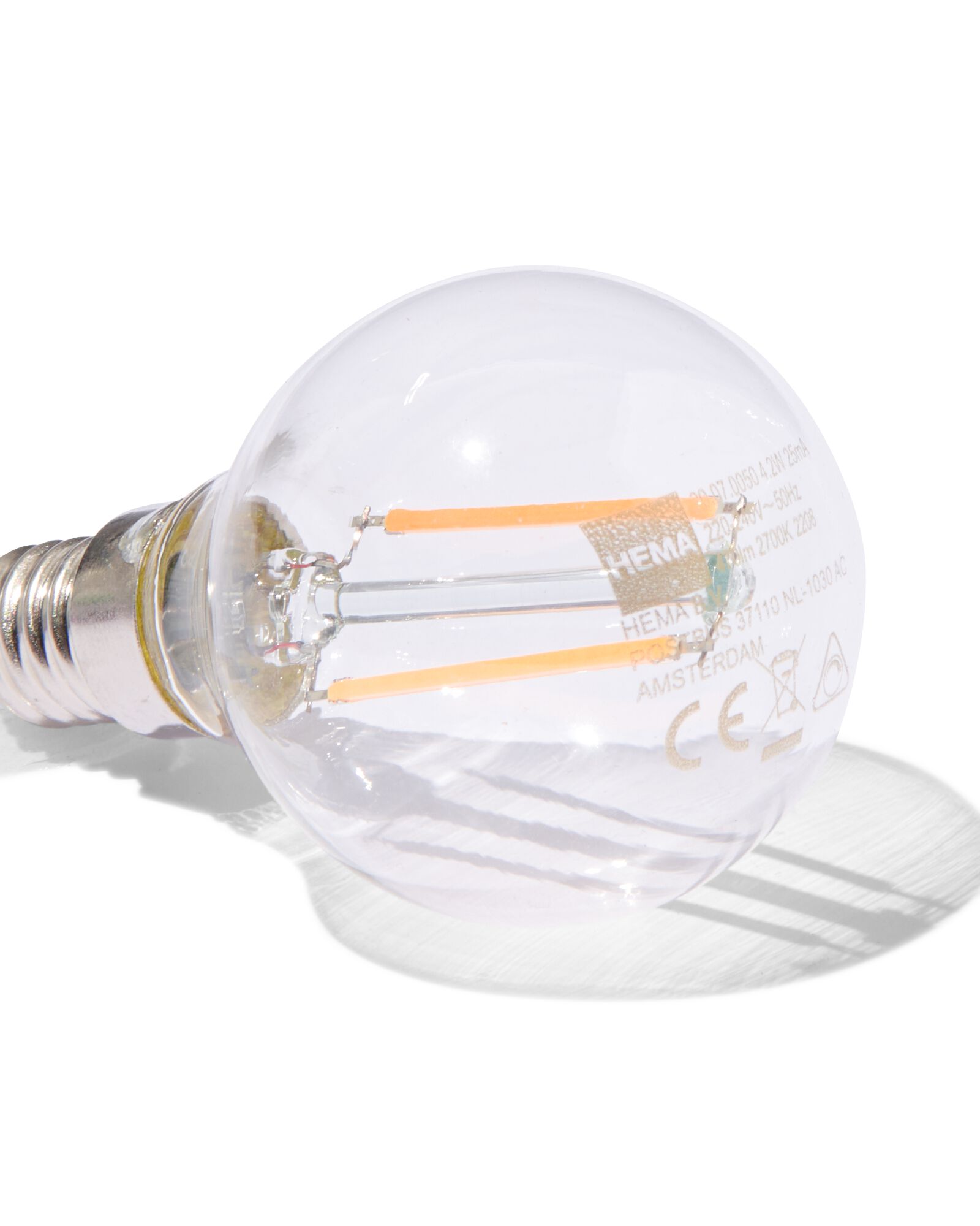 LED-Kugel, klar, E14, 2,9 W, 470 lm, dimmbar - 20000049 - HEMA