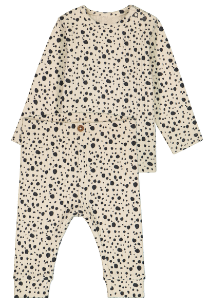 newborn kledingset shirt en legging gevlekt ecru - 1000028247 - HEMA