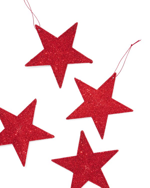 décoration de Noël rouge paillette étoiles 11,5cm - 25180215 - HEMA