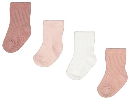 4er-Pack Baby-Socken, gerippt rosa 24-30 m - 4723220 - HEMA