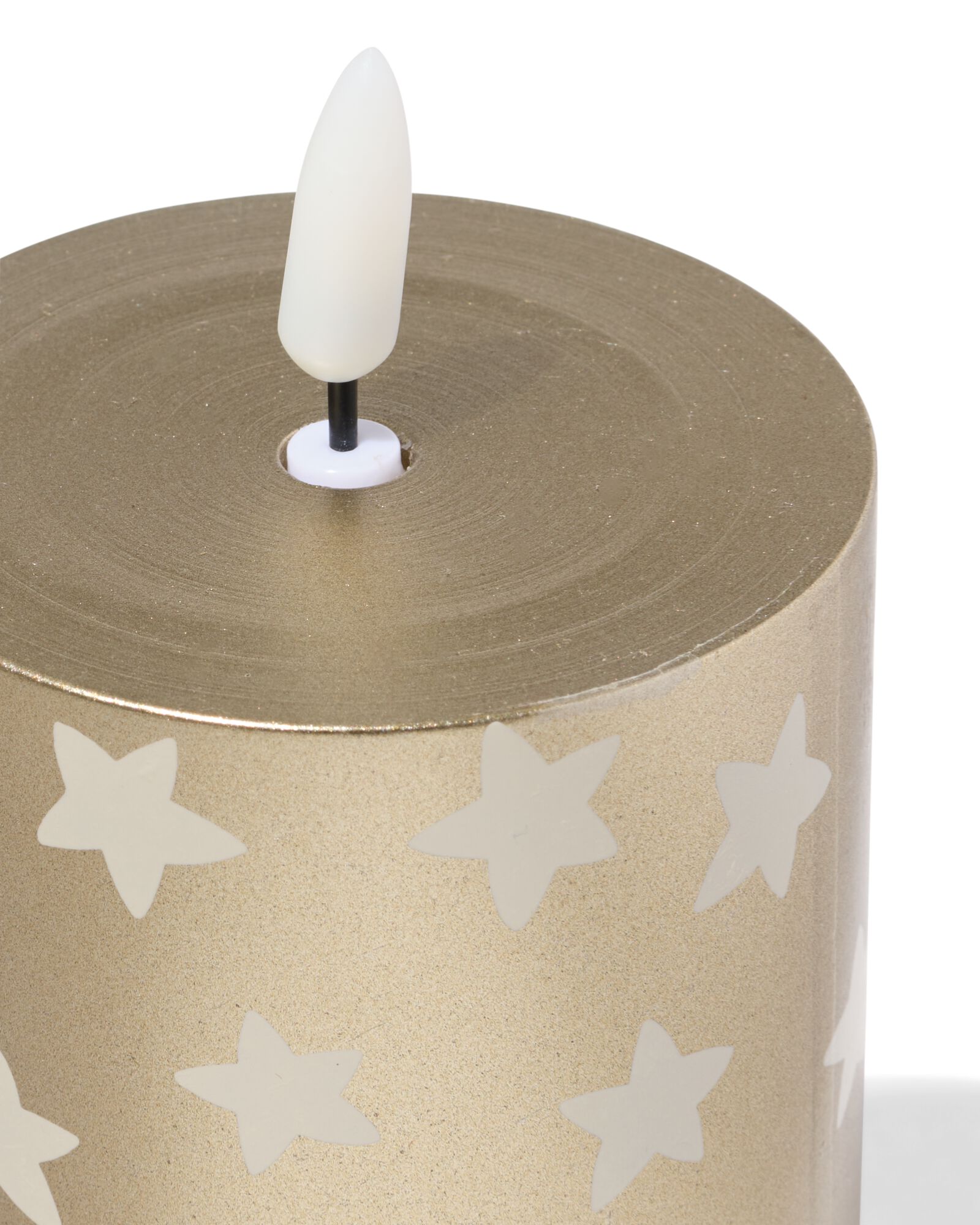 LED, Stumpenkerze, 7,5 &times; 12 &times; 7,5 cm, Stern, gold - 25500079 - HEMA