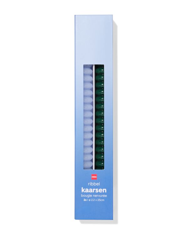 bougies d'int&eacute;rieur ⌀2,2x25cm nervur&eacute;es bleues - 2 pi&egrave;ces - 13506128 - HEMA