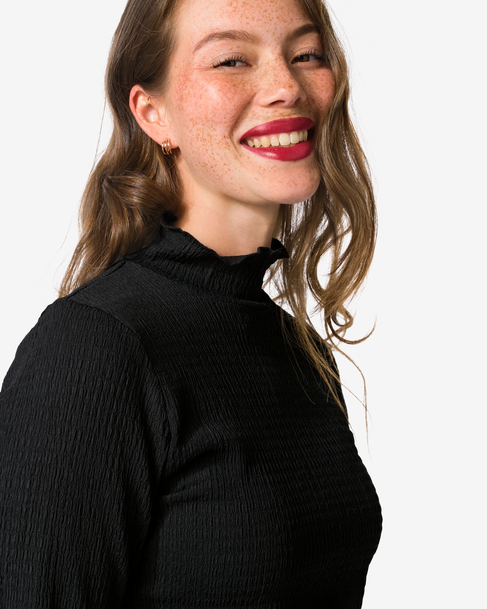 Damen-Shirt Dewi, Crinkle-Design schwarz - 36206170BLACK - HEMA