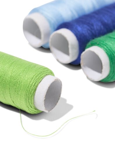 fil &agrave; coudre 100m bleu fonc&eacute; bleu clair vert fonc&eacute; vert clair. - 4 pi&egrave;ces - 1400280 - HEMA