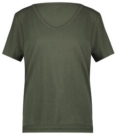 dames t-shirt Char linnen/katoen groen groen - 1000027994 - HEMA