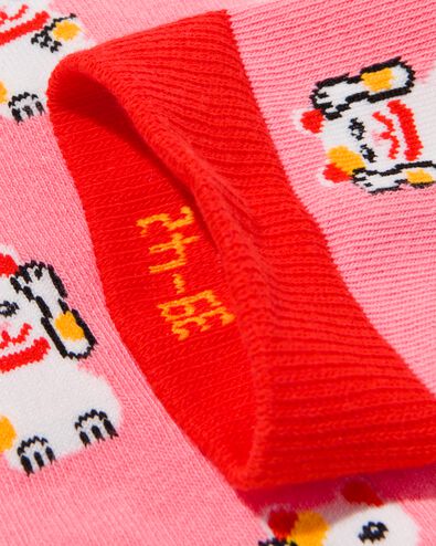 sokken met katoen lucky cat roze 39/42 - 4141127 - HEMA