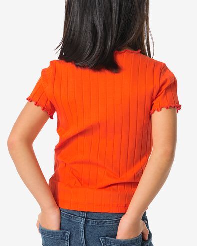 t-shirt enfant avec côtes orange 110/116 - 30839982 - HEMA