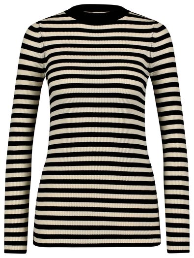 Damen-Pullover Louisa, gerippt zwart/wit M - 36208227 - HEMA